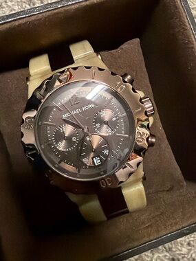 Michael Kors Brown and Cream Chronograph Watch